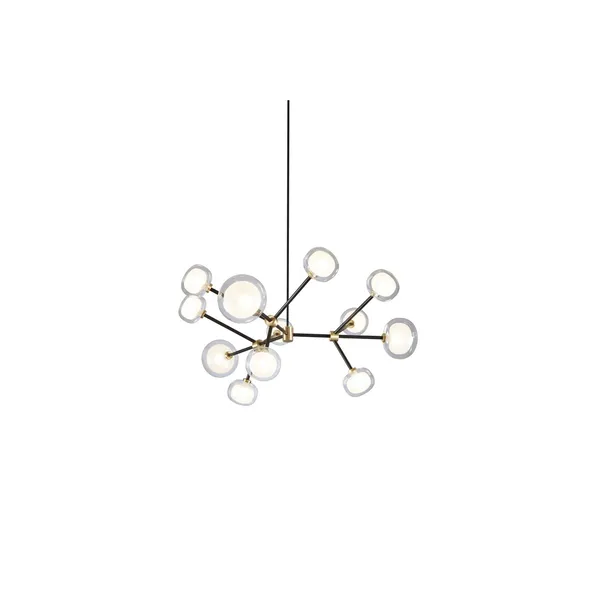 Nabila 552.12 Pendant Matt Black/ Brushed Brass with Clear Glass