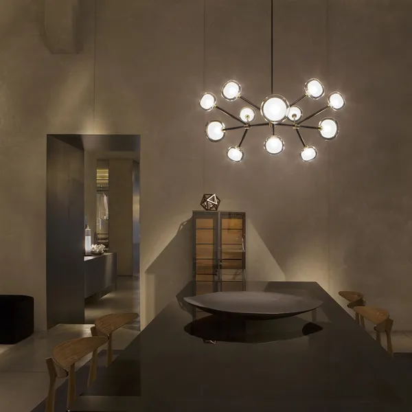Nabila 552.12 Pendant Matt Black/ Brushed Brass with Clear Glass