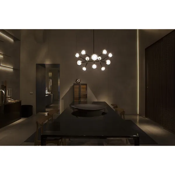 Nabila 552.12 Pendant Matt Black/ Brushed Brass with Clear Glass