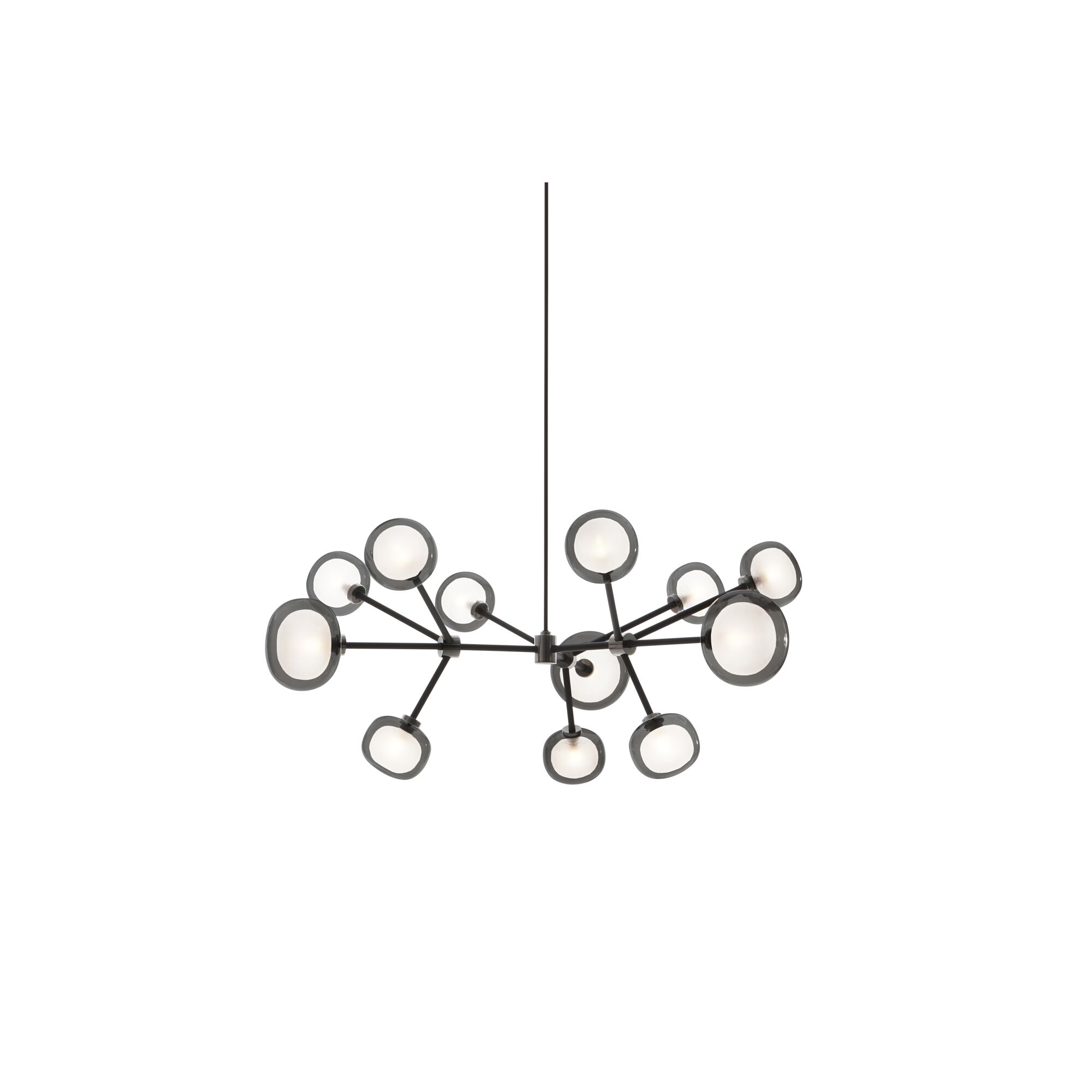 Nabila 552.12 Taklampa Matt Svart/ Svart Krom med R&ouml;kt Glas