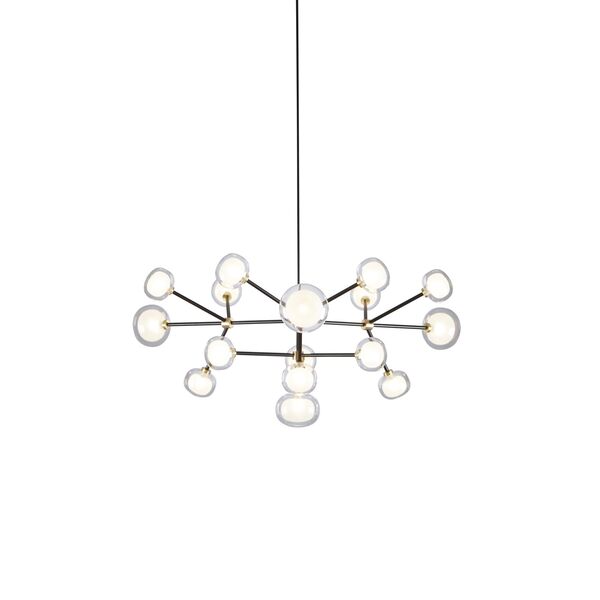 Nabila 552.16 Hanglamp Mat Zwart/ Geborsteld Messing met Helder Glas