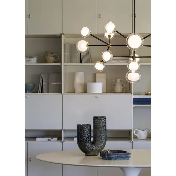 Nabila 552.16 Pendel Mat Sort/Børstet Messing med Klar Glas