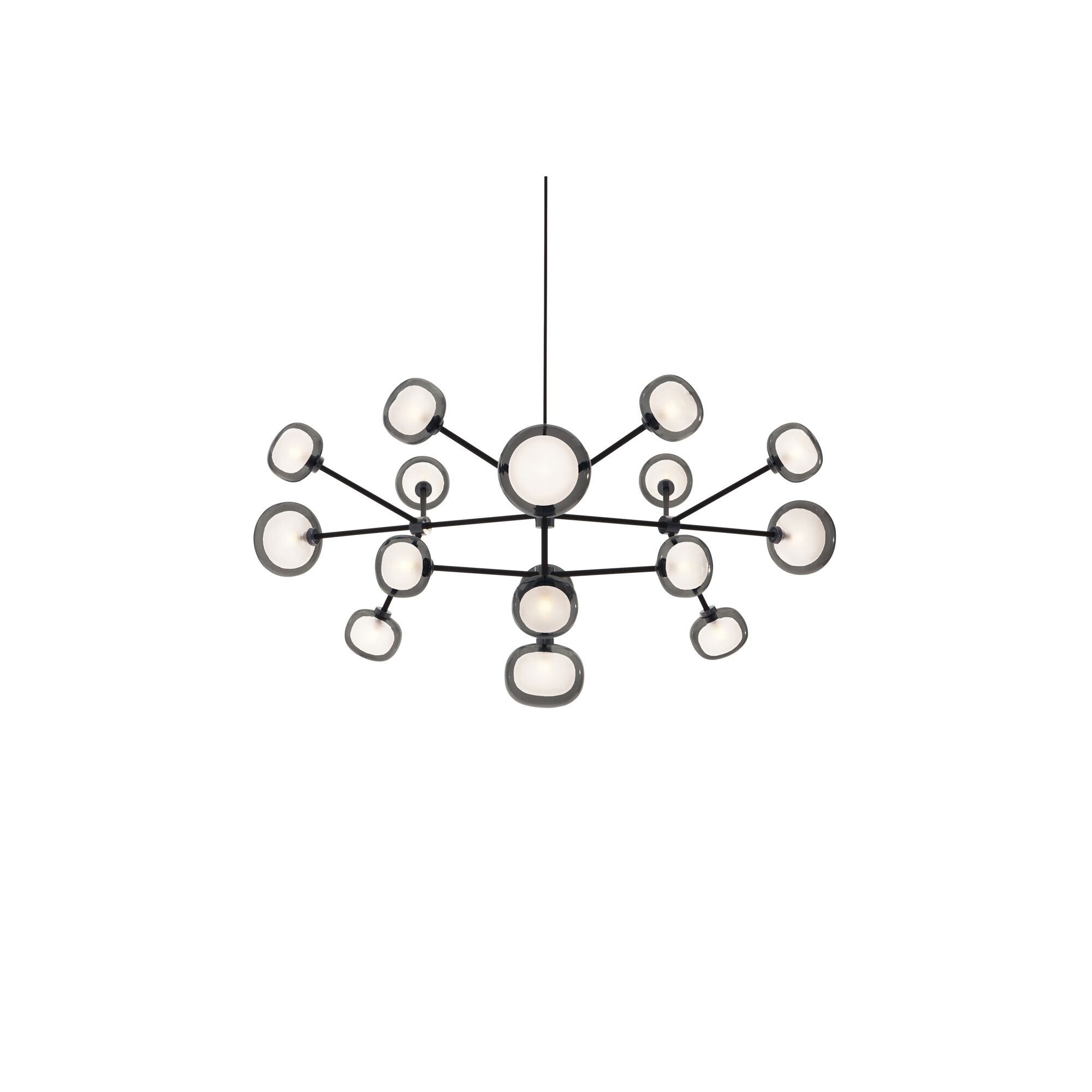Nabila 552.16 Taklampa Matt Svart/ Svart Krom med R&ouml;kt Glas