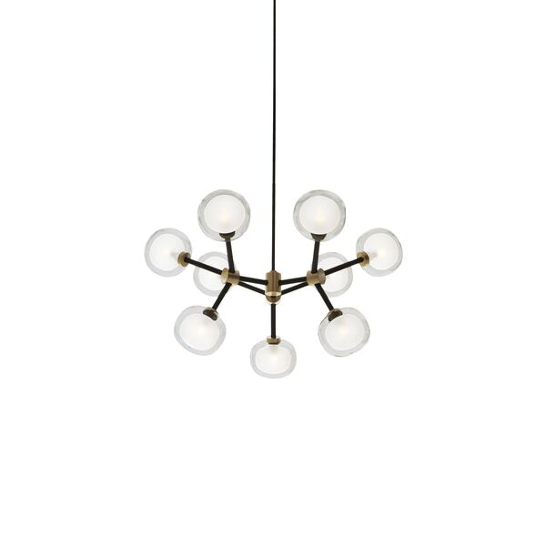 Nabila 552.19 Hanglamp Mat Zwart/ Geborsteld Messing met Helder Glas