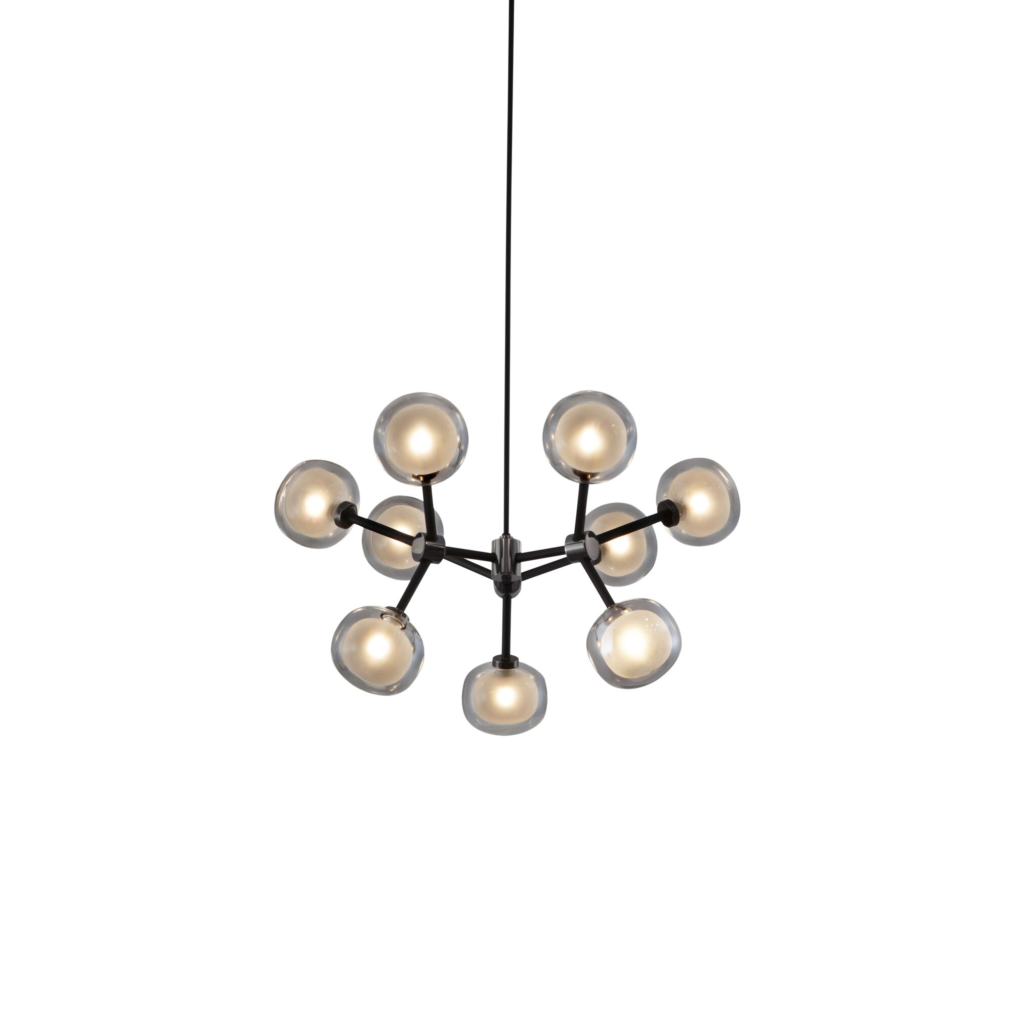 Nabila 552.19 Taklampa Matt Svart/ Svart Krom med R&ouml;kt Glas