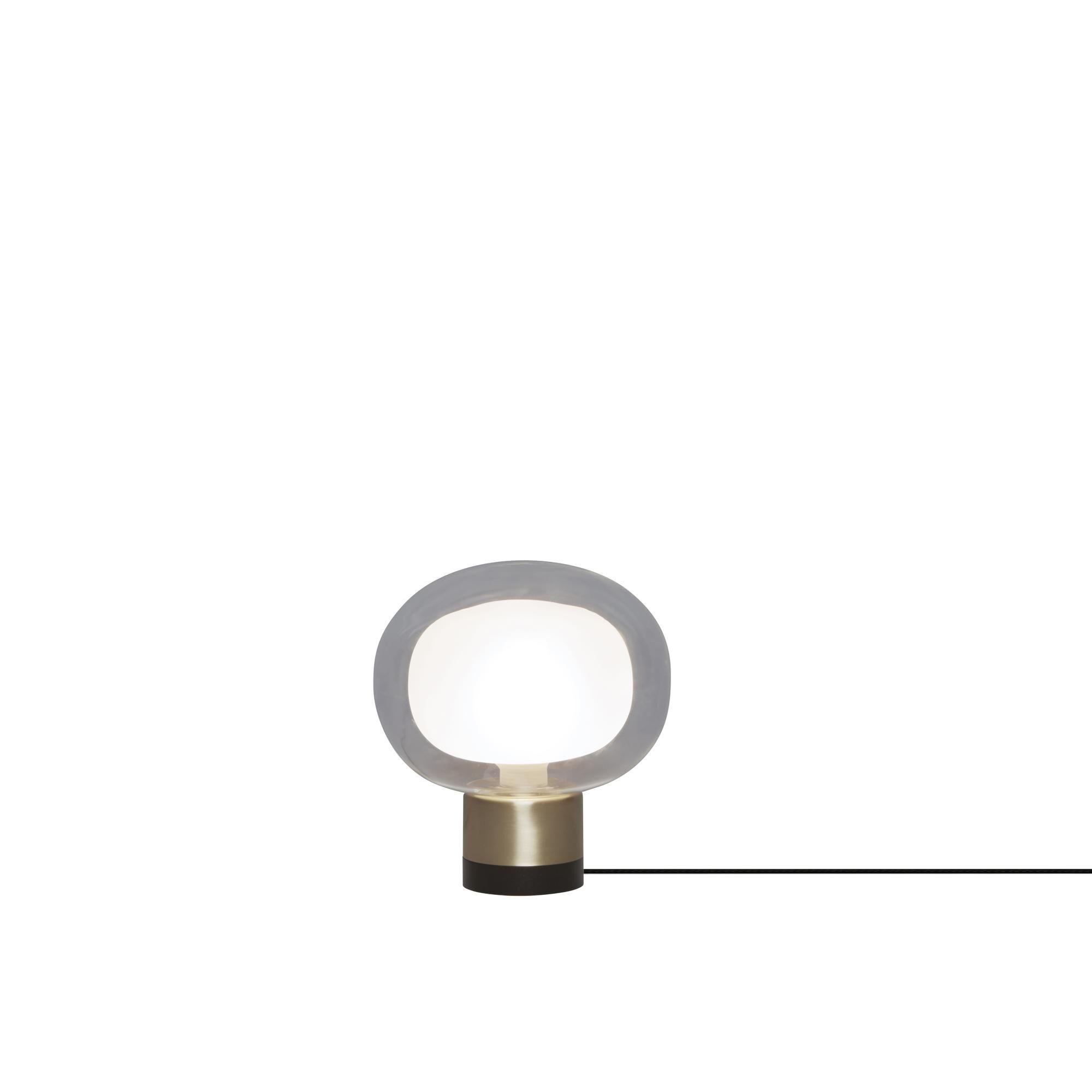Nabila Svart Bordslampa Matt/Borstat M&auml;ssing med Transparent Glas