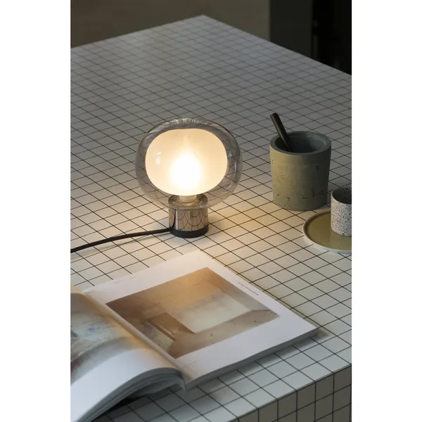 Nabila 552.36 Table Lamp Matt Black/ Brushed Brass with Clear Glass