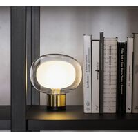 Nabila Schwarz Tischlampe Matt/Schwarzes Chrom mit Rauchglas