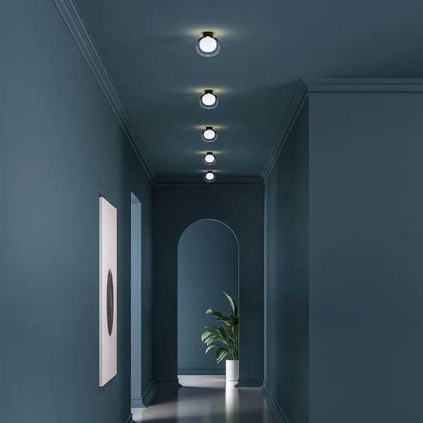 Nabila 552.41 Wall/ Ceiling Light Matt Black/ Brushed Brass with Clear Glass