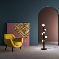 Nabila 552.66 Gulvlampe Mat Sort/Børstet Messing med Klar Glas