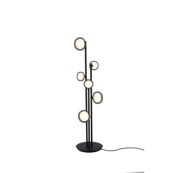Nabila Schwarz Stehlampe Matt/Schwarzes Chrom mit Rauchglas