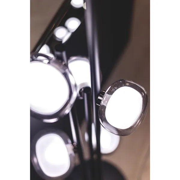 Nabila Schwarz Stehlampe Matt/Schwarzes Chrom mit Rauchglas