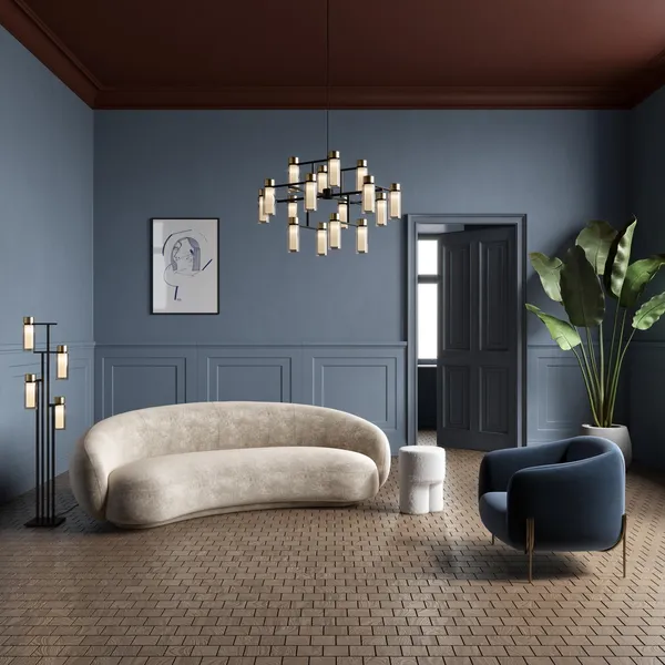 Osman 560.16 Pendant Matt Black/ Brushed Brass with Clear Glass