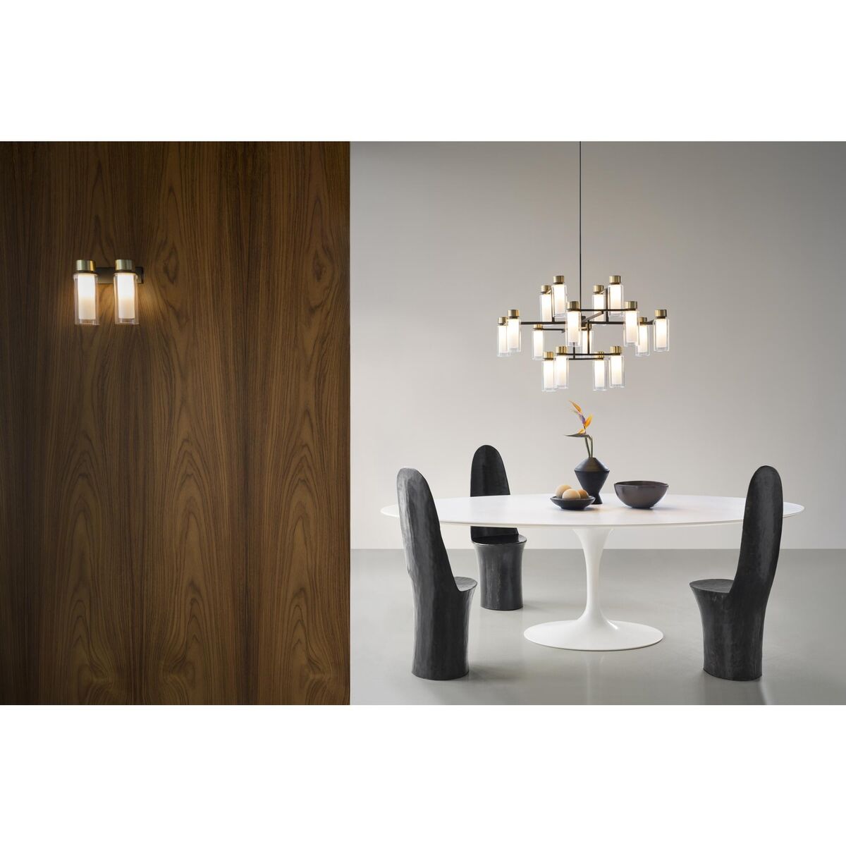 Osman 560.16 Pendant Matt Black/ Brushed Brass with Clear Glass