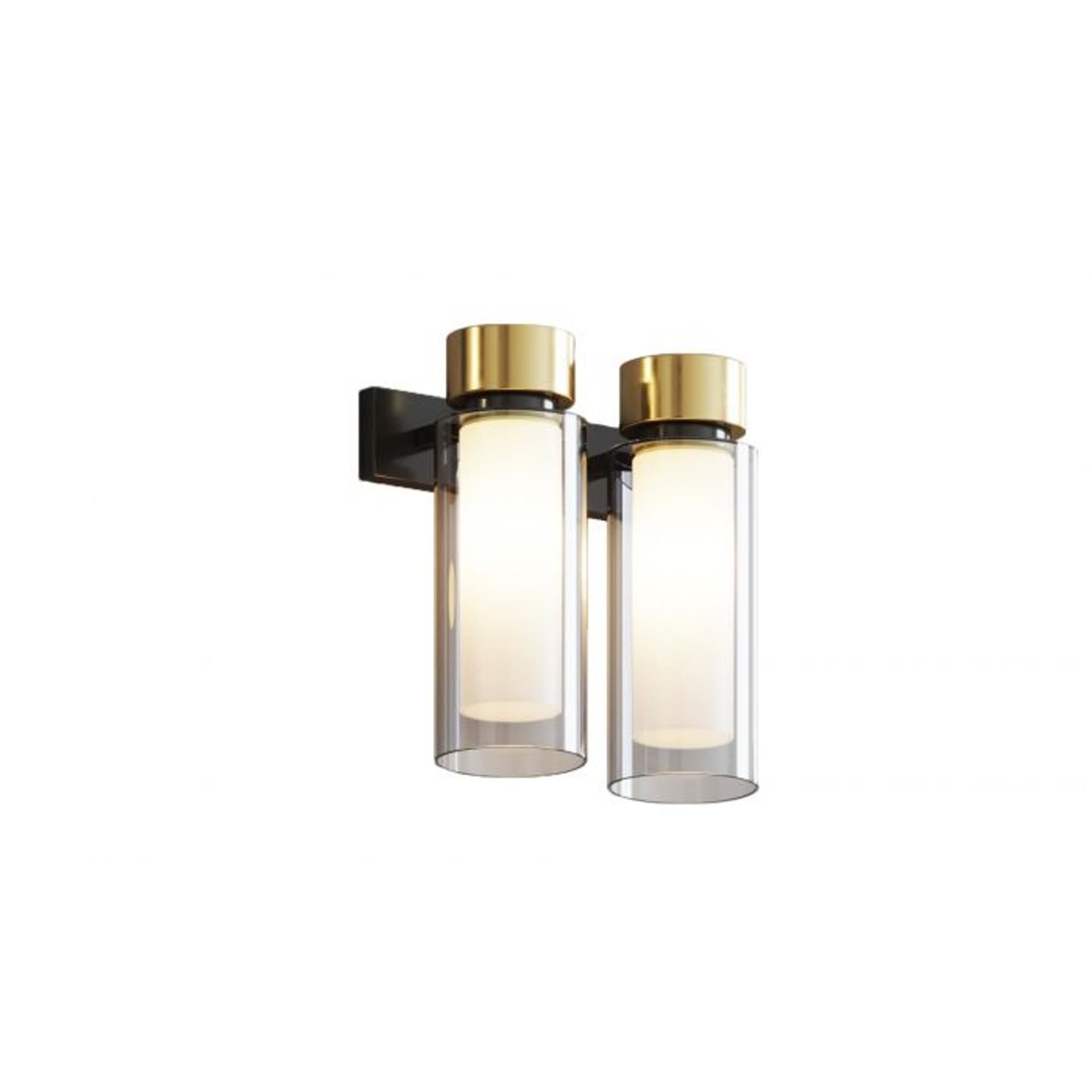 Osman Svart V&auml;gglampa Matt/Borstat M&auml;ssing med Transparent Glas