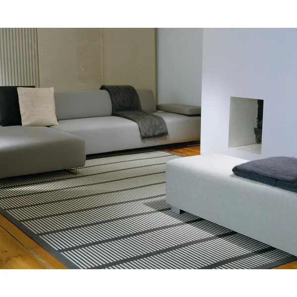 Cut Stripe Carpet 200x300 Paper Yarn/Black Stone