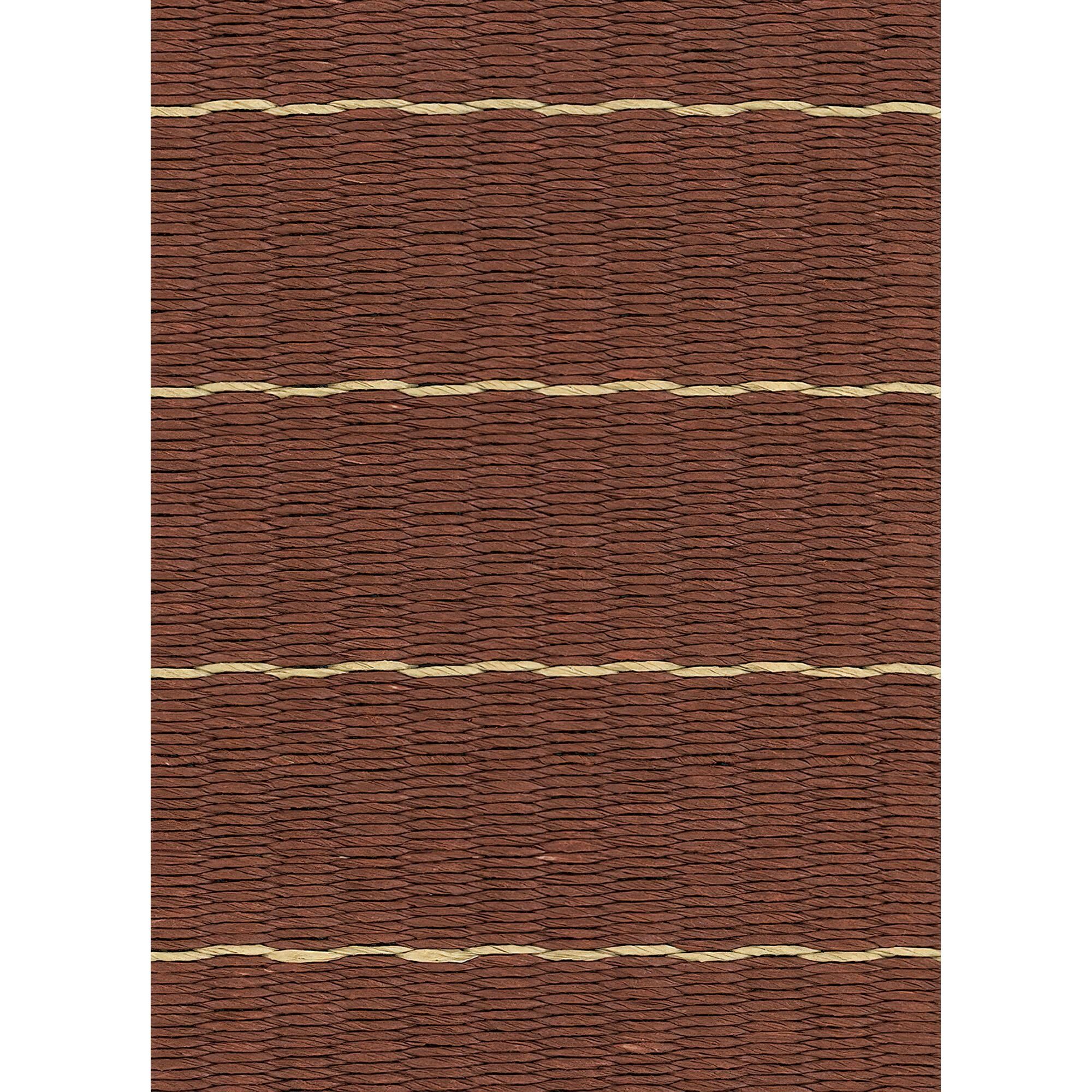 Line-teppe 200x300 Papirgarn/ Rødbrun/ Naturlig