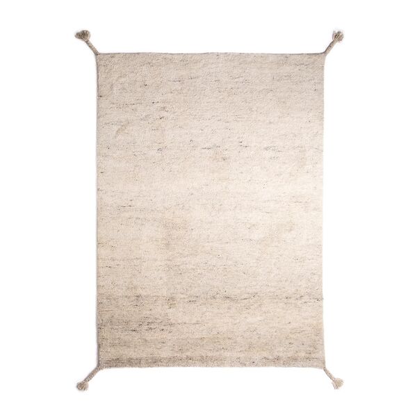 Tappeto Uni in Lana Annodata A Mano 140 x 200 cm Bianco Avorio