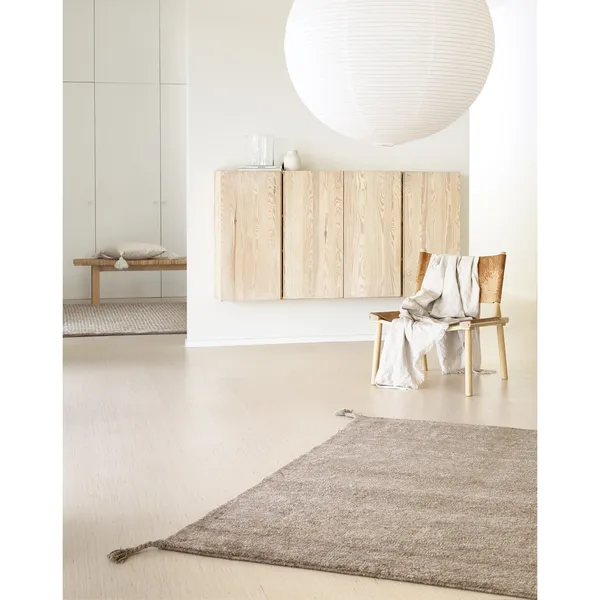Uni Hand-knotted Wool Carpet 140 x 200 cm Camel