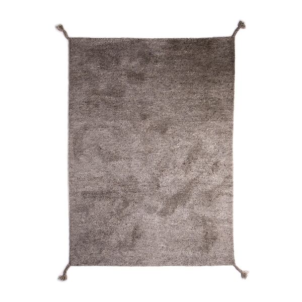 Tappeto Uni in Lana Annodata A Mano 140 x 200 cm Grigio Chiaro