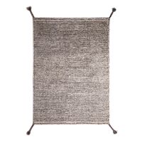 Grid Hand-knotted Wool Carpet 140 x 200 cm White/ Gray