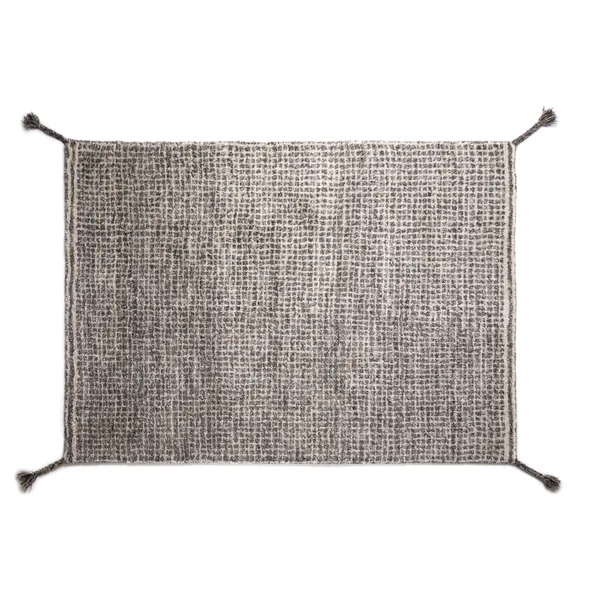 Grid Hand-knotted Wool Carpet 140 x 200 cm White/ Gray