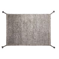 Grid Hand-knotted Wool Carpet 140 x 200 cm White/ Gray