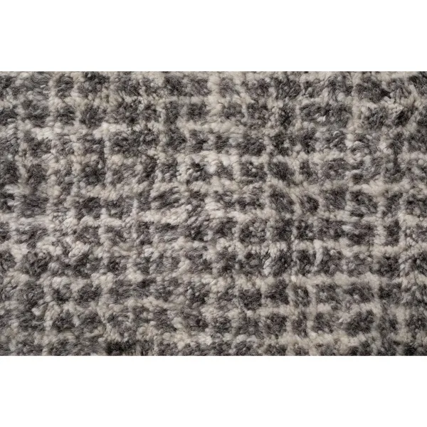 Grid Hand-knotted Wool Carpet 140 x 200 cm White/ Gray