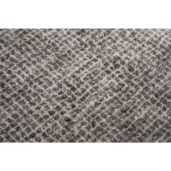 Grid Hand-knotted Wool Carpet 140 x 200 cm White/ Gray