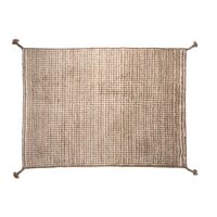 Grid Hand-knotted Wool Carpet 140 x 200 cm White/ Camel