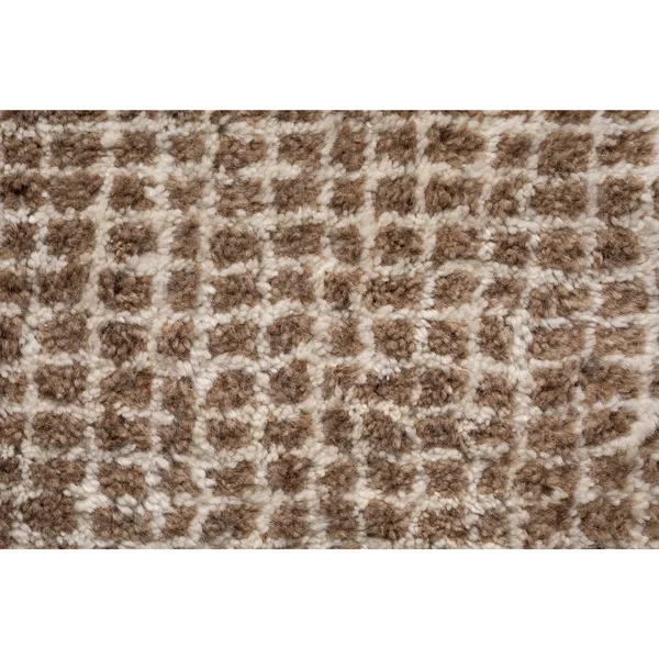 Grid Hand-knotted Wool Carpet 140 x 200 cm White/ Camel