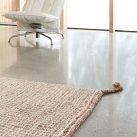Grid Hand-knotted Wool Carpet 140 x 200 cm White/ Camel