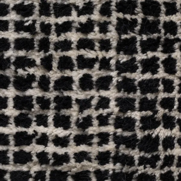 Grid Hand-knotted Wool Carpet 140 x 200 cm White/ Black