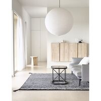 Grid Hand-knotted Wool Carpet 140 x 200 cm White/ Black
