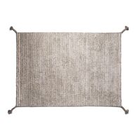 Grid Hand-knotted Wool Carpet 140 x 200 cm White/ Light Gray