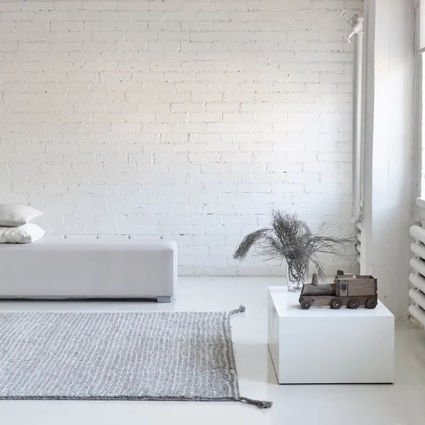 Grid Hand-knotted Wool Carpet 140 x 200 cm White/ Light Gray