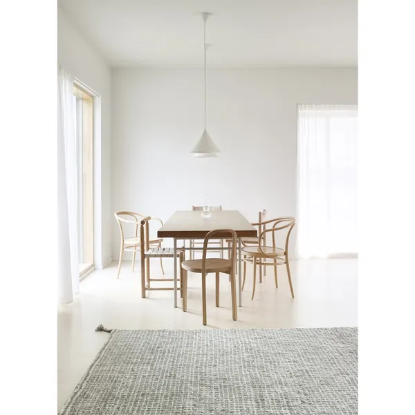 Grid Hand-knotted Wool Carpet 140 x 200 cm White/ Light Gray