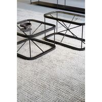 Grid Hand-knotted Wool Carpet 140 x 200 cm White/ Light Gray