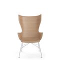 Chrome-plated metal and veneer