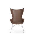 Chrome-plated metal and veneer
