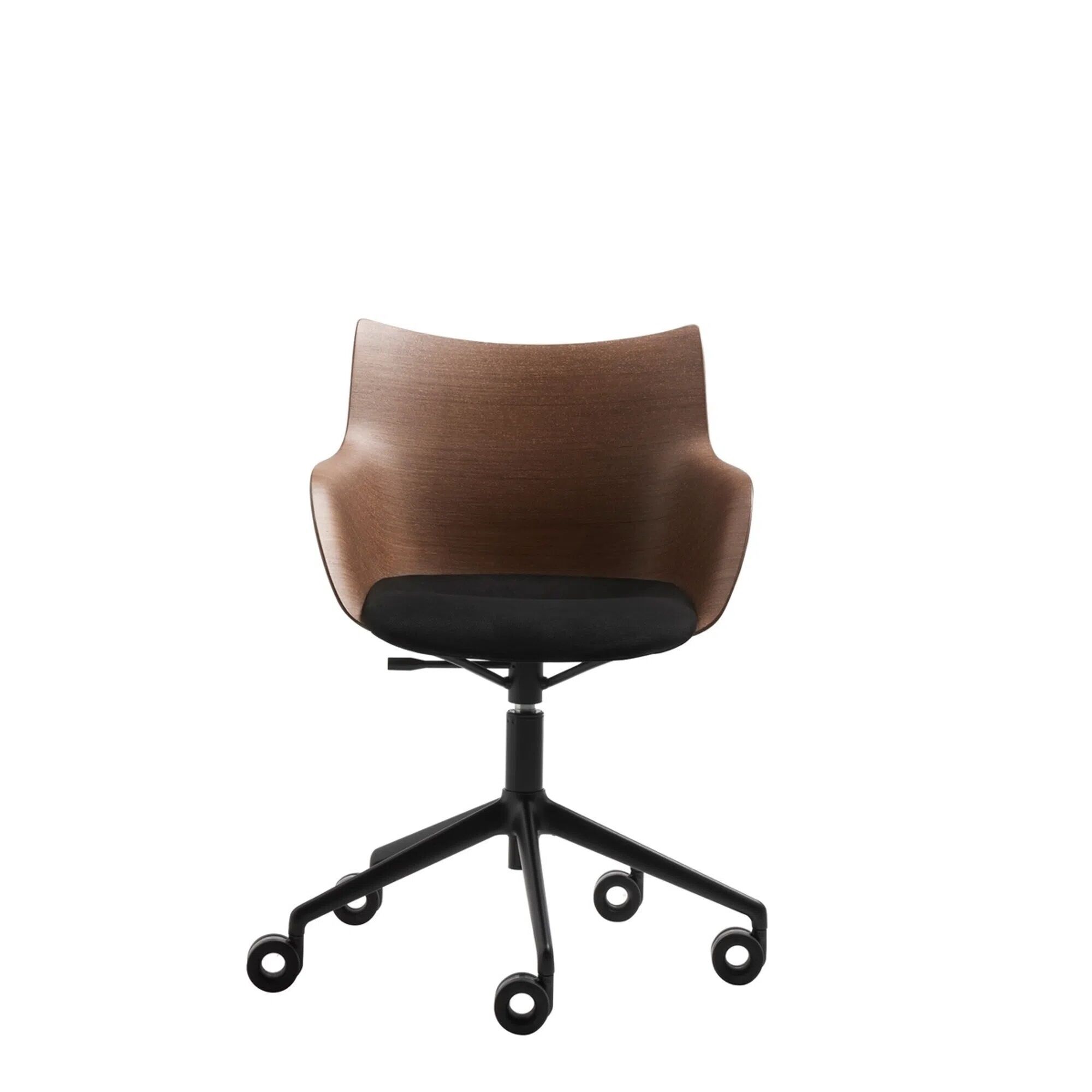 Q/Wood Kontorstol Sort/Mrk Tr med Sort Polstring