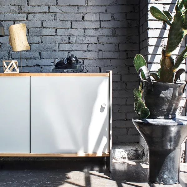 Theca Sideboard mit Regalen 93x43x78 Aluminium/ Kirsche