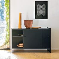Theca Sideboard mit Regalen 93x43x78 Aluminium/ Kirsche