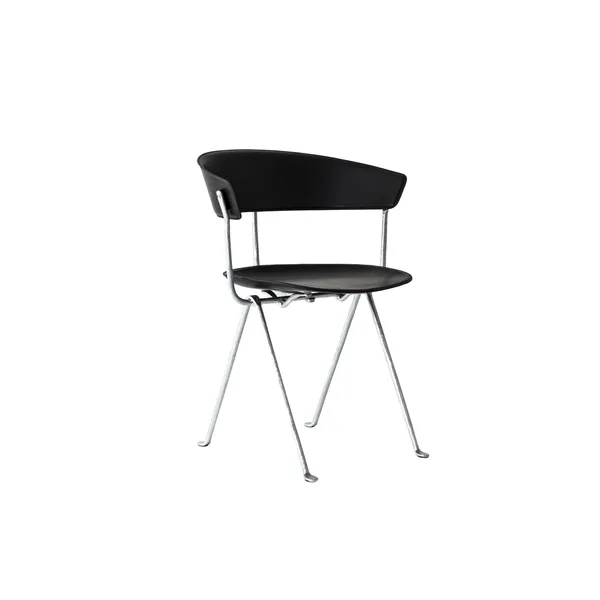 Officina Dining Galvanized/ Black Leather