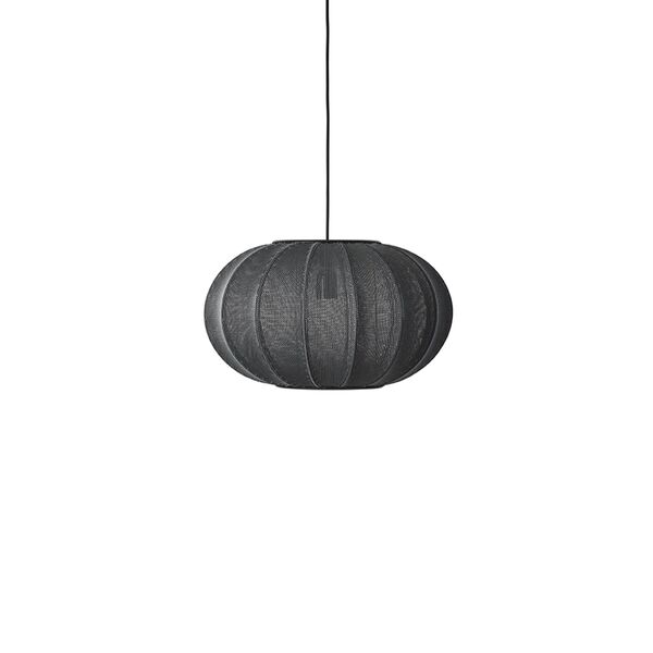 Lampadario Ovale Ø45 Nero Lavorato A Maglia A Mano.