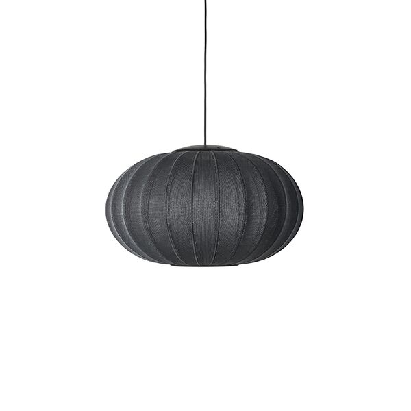 , Ovale Pendelleuchte mit Strick- und Glitzerdesign, Ø 57 mm , Schwarz LED-Beleuchtung