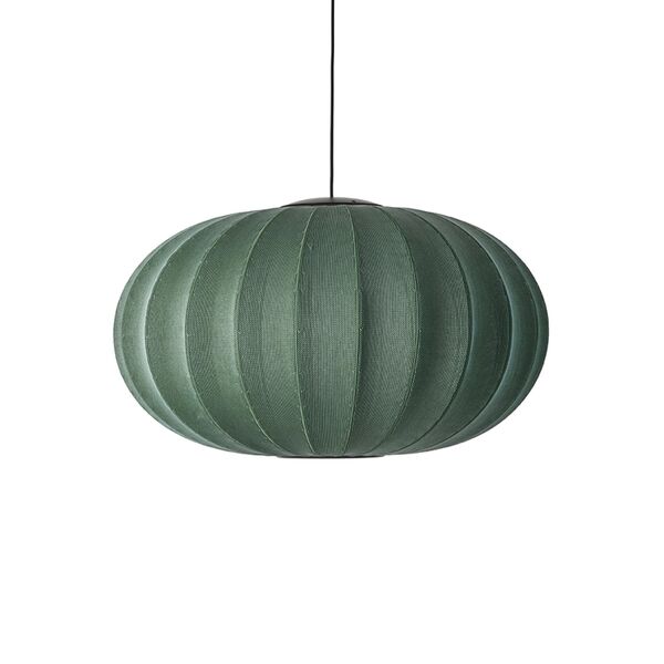 , Ovale Pendelleuchte mit Strickmuster, Ø 76 Mm, Tweedgrün, LED-Beleuchtung