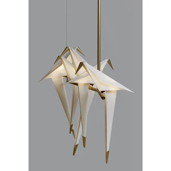 Perch Light Branch Pendant Brass/ White Dimmable
