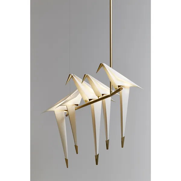 Perch Light Branch Pendant Brass/ White Dimmable