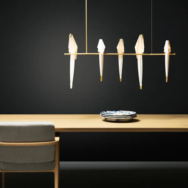 Perch Light Branch Pendant Brass/ White Dimmable